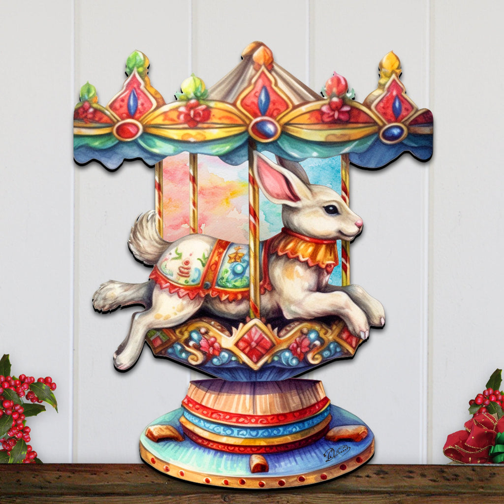 Carousel Bunny Holiday Door Decor by G. Debrekht - Christmas Decor - 8611026H