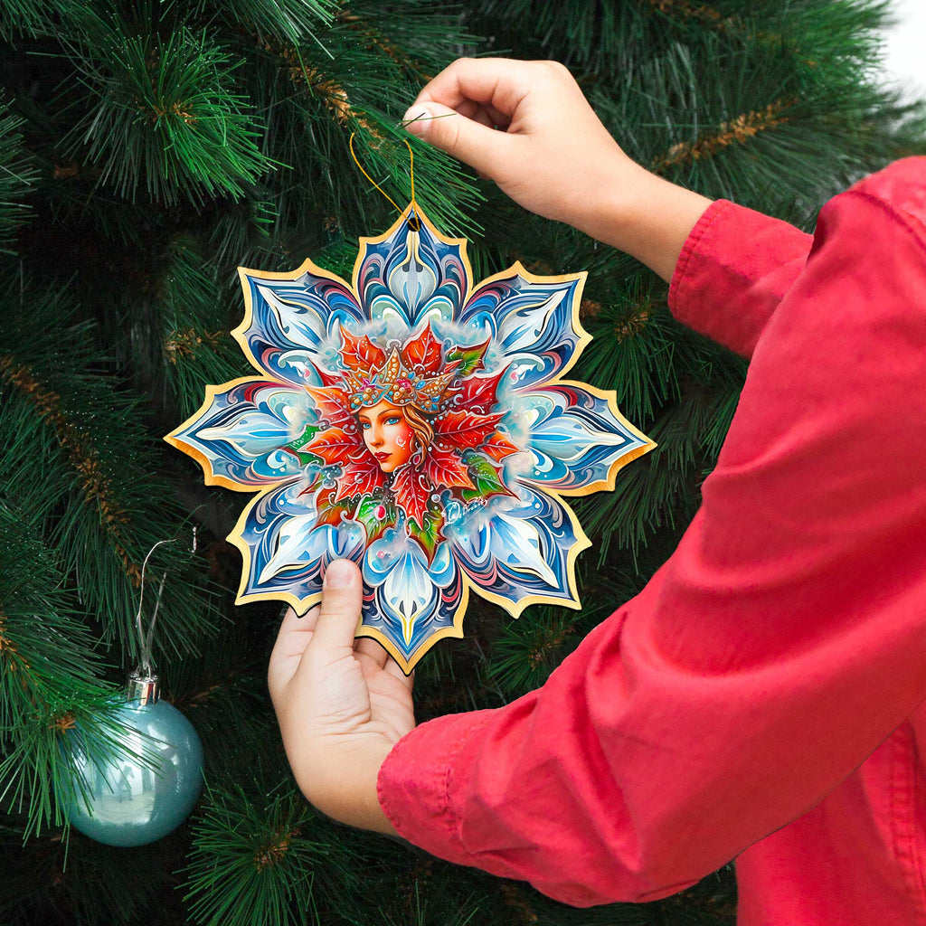 Snow Queen Snowflake Large Wooden Ornaments by G. Debrekht - Christmas Decor - 8688402M