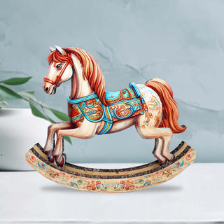 Timeless Ride of Joy Limited Edition Wooden Rocking Horse Figurine by G. Debrekht - Christmas Centerpiece Decor - 89307