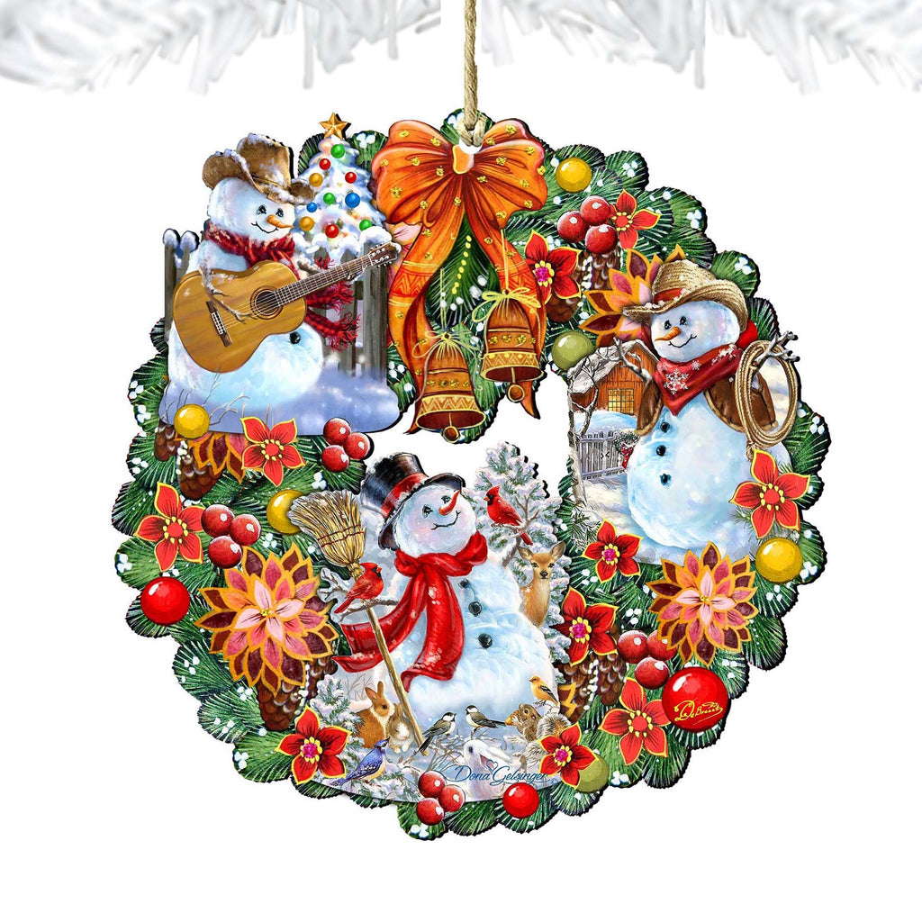 Western Snowy Wreath Wooden Ornaments by Gelsinger - Christmas Decor - 8185307-3-DG