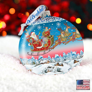Up-Up Away Ball Glass Ornament Limited Edition by G. DeBrekht - Christmas Santa Snowman Decor - 73842