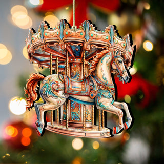 Carousel Horse Wooden Ornaments by G. Debrekht Christmas Decor - 8611027
