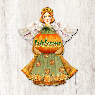Welcome Fall Angel Halloween Door Decor by G. DeBrekht - Thanksgiving Halloween Decor - 8155232-2H