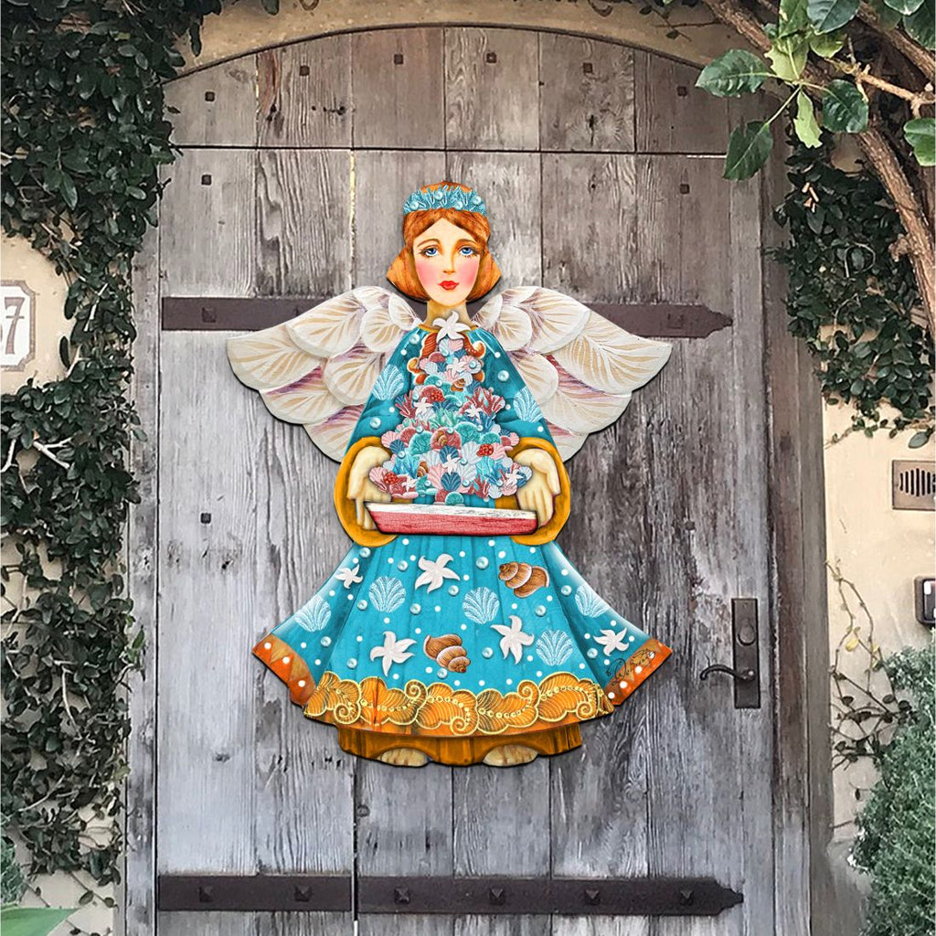 Christmas Tree Boat Guardian Door Decor by G. DeBrekht - Coastal Holiday Decor - 8152724-3H