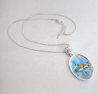 Turtle Pendant Silver-Plated Mother of Pearl Jewelry Pendant Necklace - 44053