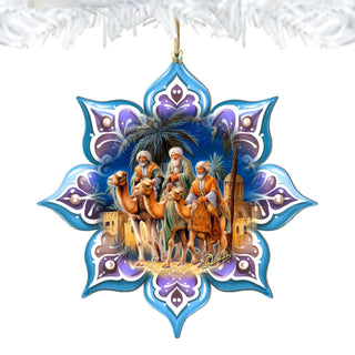 Three King's Journey Snowflake Wooden Ornaments by G. Debrekht - Nativity Holiday Decor - 8688438