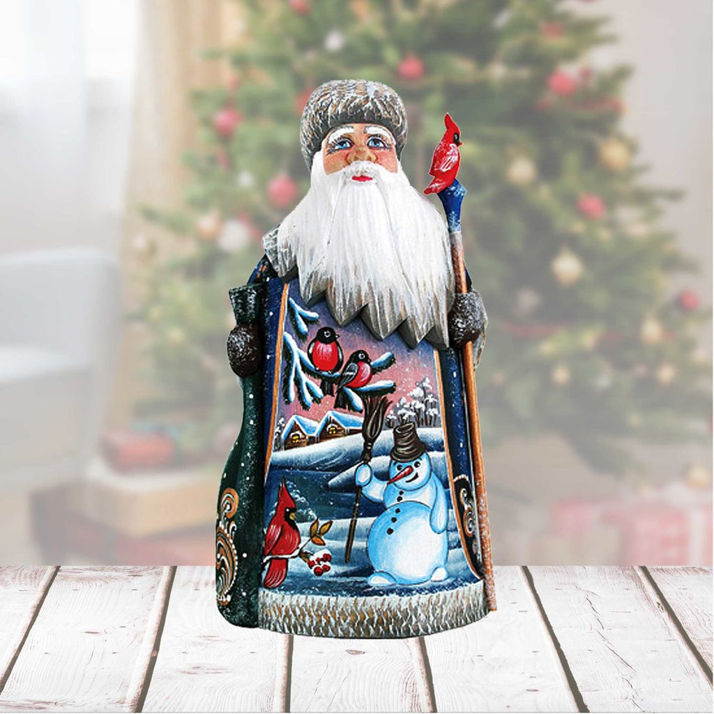 Santa Happy Snowman Hand-Painted WOODCARVED Masterpiece by G. DeBrekht - Christmas Santa Snowman Decor - 821593