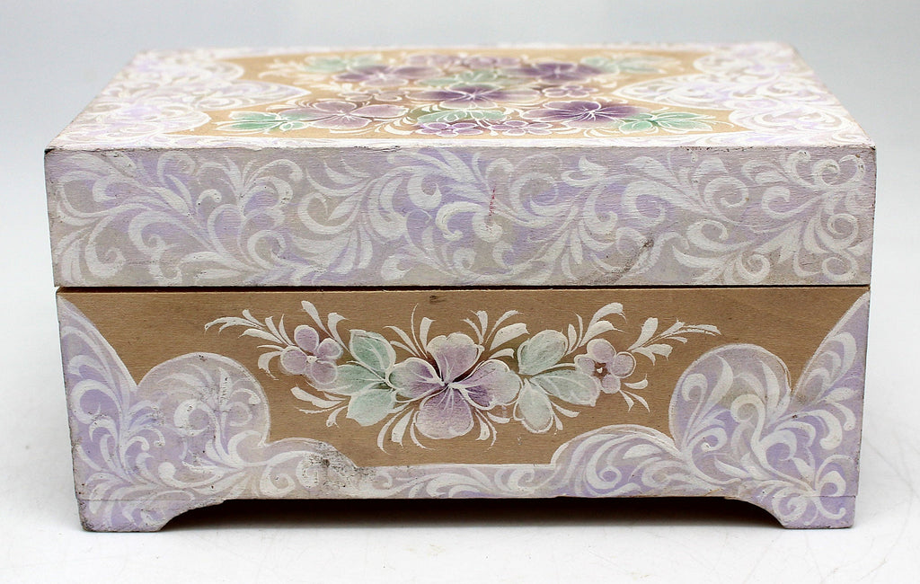 One-of-a-Kind White Wedding Summer Flowers Hand Painted Wooden Box 5 x 3