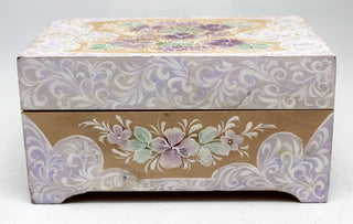 One-of-a-Kind White Wedding Summer Flowers Hand Painted Wooden Box 5 x 3