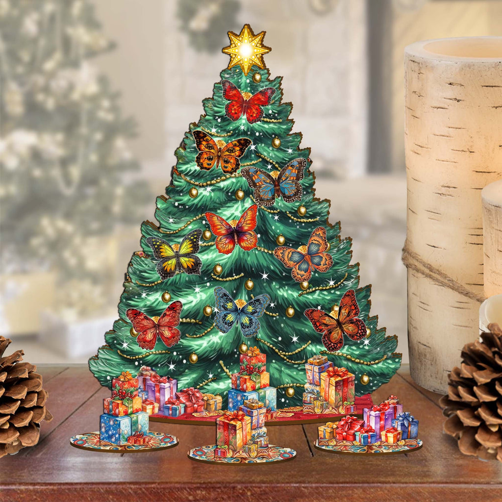 Butterfly Christmas Tree Eco Wood Set by G.DeBrekht Christmas Decor - 8091510