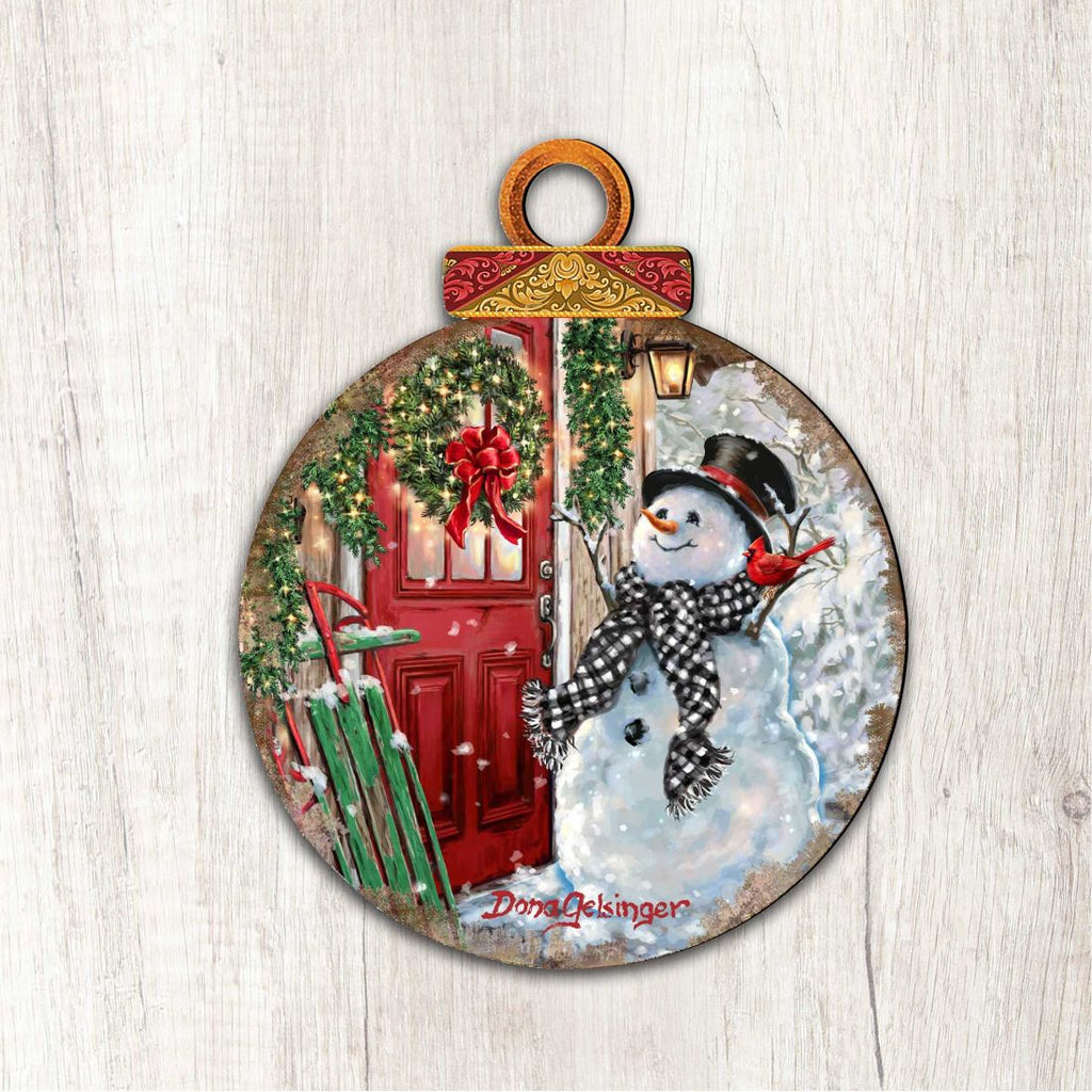 Winter Arrival Snowman Christmas Outdoor Decor Large Ornament by G. DeBrekht - Christmas Santa Snowman Decor - 8121127M-DG