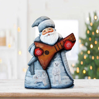 Santa with Guitar Polar Bears Hand-Painted WOODCARVED Masterpiece by G. DeBrekht - Wildlife Holiday Decor - 2821464 - SPECIAL ORDER *** PRE-ORDER - Handmade Just for You! ***