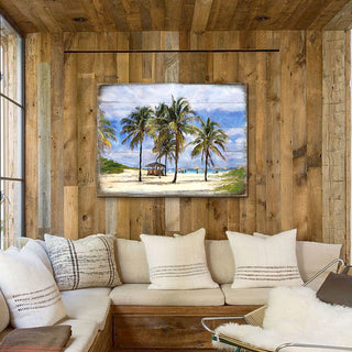 Sowder Palm Trees Beach Wood Wooden Coastal Wall Art by Nature Wonders - Coastal Sea-Life Decor - 95258B