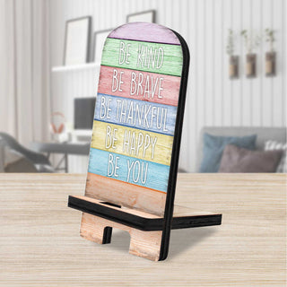 Be Kind, Be Brave Cell Phone Stand Family Decor Wood Mobile Tablet Holder Charging Station Organizer - 892070
