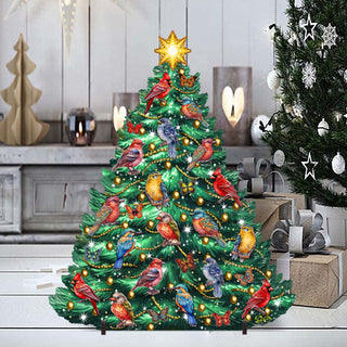 Christmas Birds-Themed Christmas Tree Outdoor Indoor Decor Wooden Christmas Decoration by G. Debrekht Christmas Decor - 8191511F