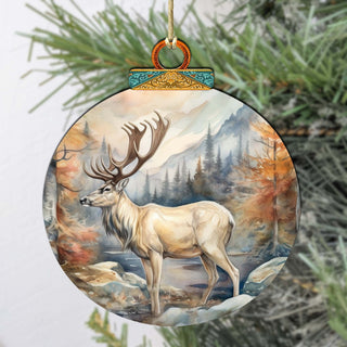 Elk in Alaskan Heights Wooden Ornaments by G.Debrekht - Wildlife Holiday Decor - 870056