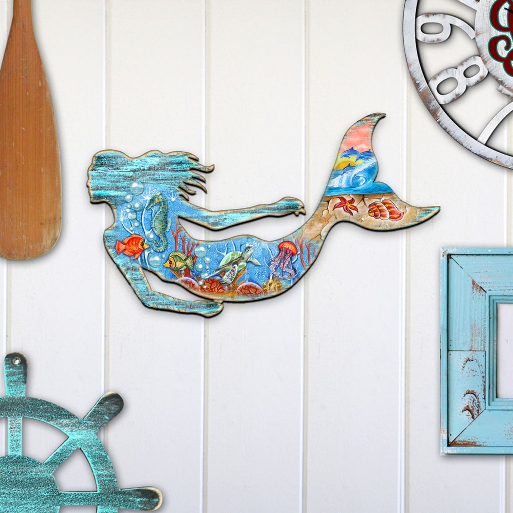 Rustic Mermaid Door Decor by G. DeBrekht - Coastal Holiday Decor - 81985142H