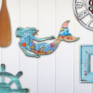 Rustic Mermaid Door Decor by G. DeBrekht - Coastal Holiday Decor - 81985142H