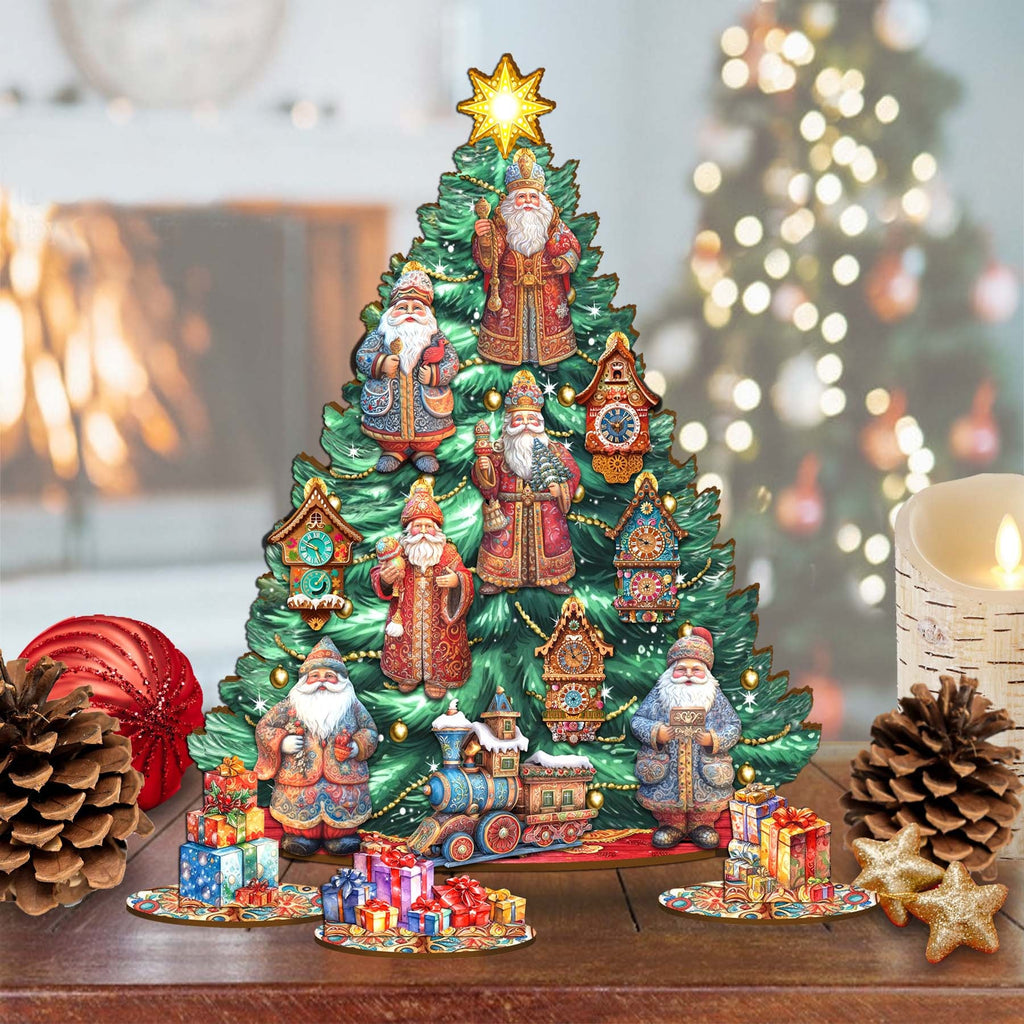 Santa Christmas Arrival Christmas Tree Eco Wood Set by G.DeBrekht Christmas Decor - 8091517