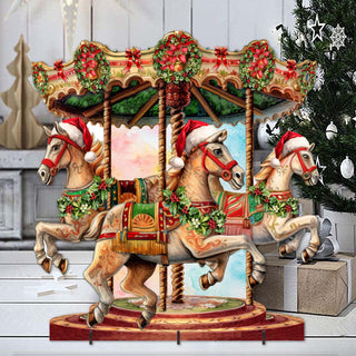 Christmas Carousel Outdoor Decor by G. Debrekht - Christmas Santa Snowman Decor - 8611030F