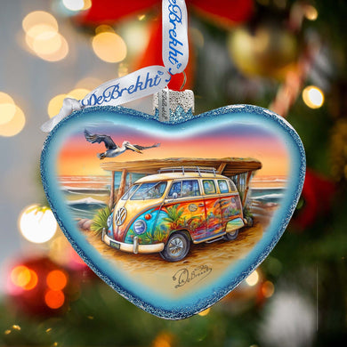 Coastal Truck Heart Glass Ornament by G. Debrekht - Christmas Decor - 753-091