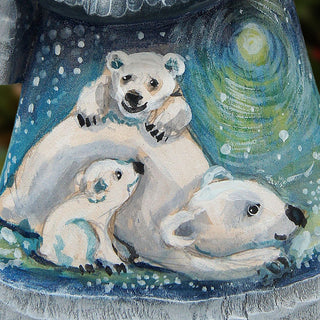 Santa Polar Bear Family Santa Hand-Painted WOODCARVED Figurine by G. DeBrekht - Wildlife Holiday Decor - 8215673 *** PRE-ORDER - Handmade Just for You! ***