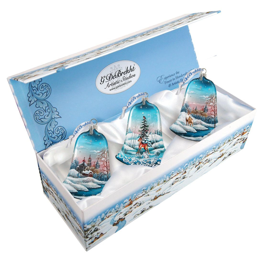 Winter Bells Glass Ornament Set of 3 by G. DeBrekht - Christmas Decor - 73180-B3