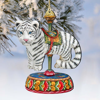 Carousel Tiger Christmas Wooden Ornaments by G. DeBrekht - Carousel Holiday Decor - 8114046