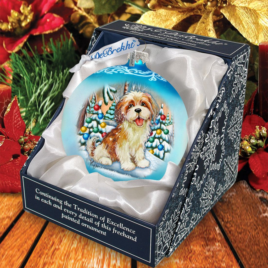 My Puppy Little Friend Ball Glass Ornament by G. DeBrekht - Christmas Decor - 73324