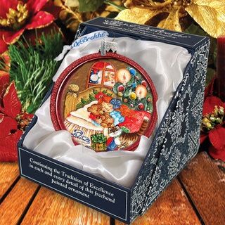 Christmas Night Glass Ornament by G. DeBrekht - Christmas Santa Snowman Decor - 764-016