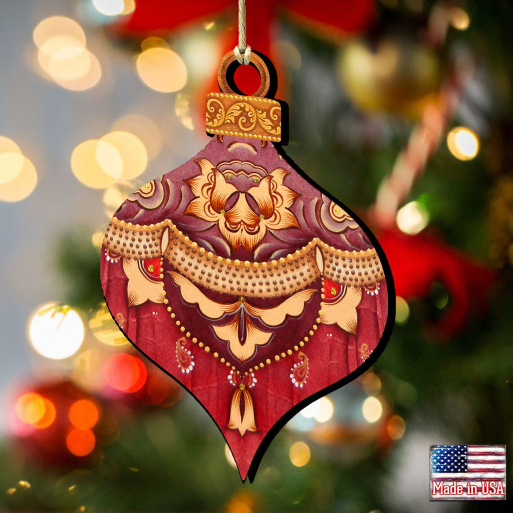 Red Round Ball Wooden Ornaments by G. DeBrekht - Christmas Decor - 8193148