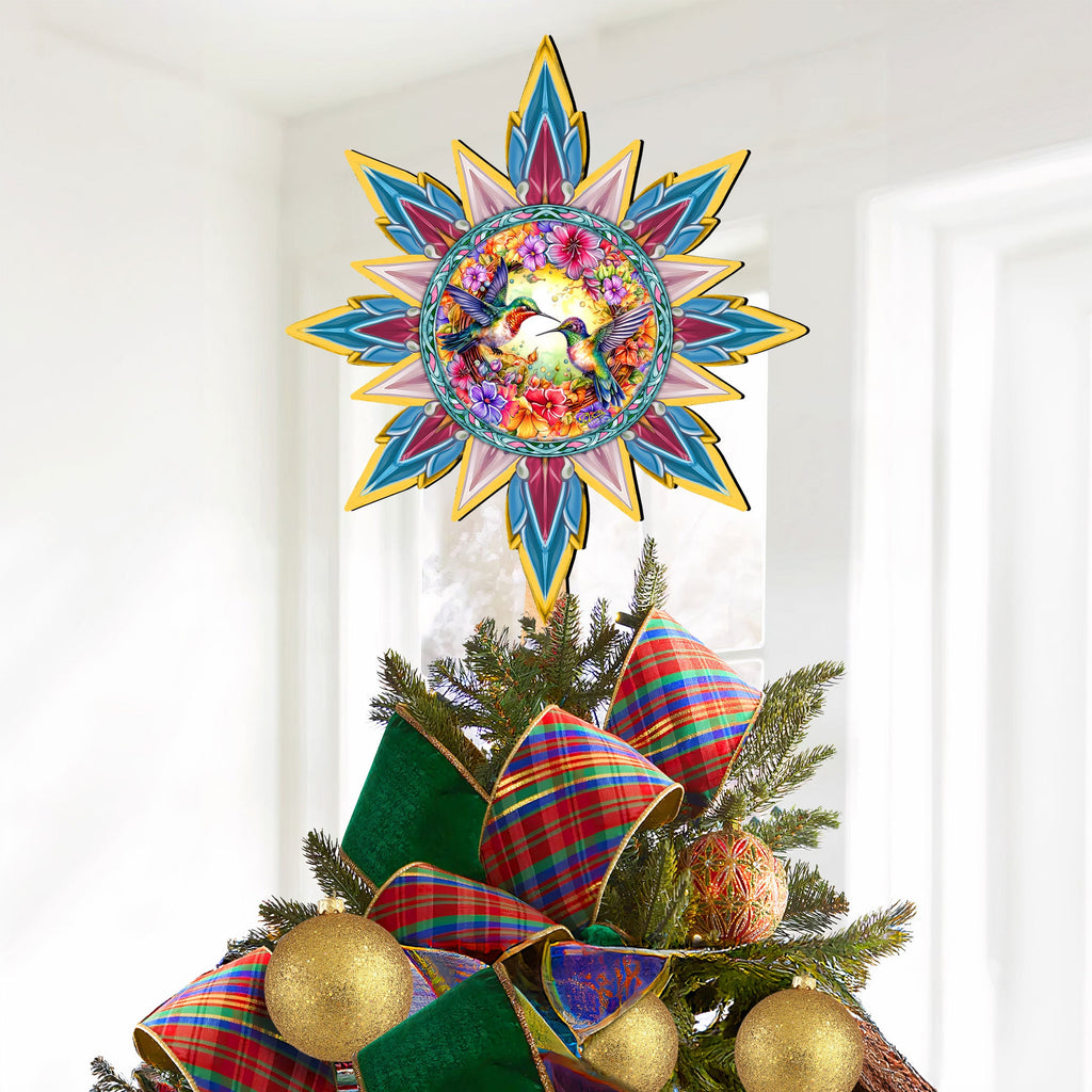 Hummingbird Heaven Star Tree Topper Wooden Decor by G. Debrekht - Wildlife Holiday Decor - 89512