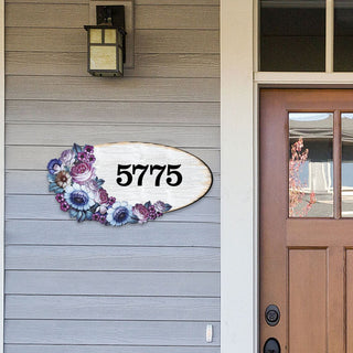 Floral Boquete Wooden Personalized House Number Sign by G. Debrekht - Love Family Kids Decor - Handcrafted Wooden Handcrafted Wooden Address Sign - MA8185311