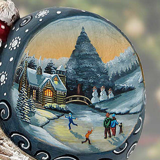 Father Frost's Ice Rink Sack Santa Hand-Painted WOODCARVED Masterpiece by G. DeBrekht - Christmas Decor - 8204012 *** PRE-ORDER - Handmade Just for You! ***