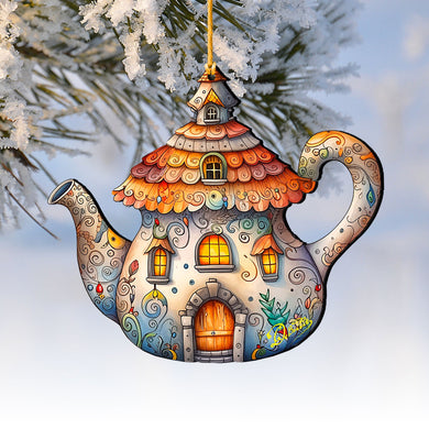 Teapot Decorative Wooden Ornaments by G. Debrekht - Love Family Decor - 8688312