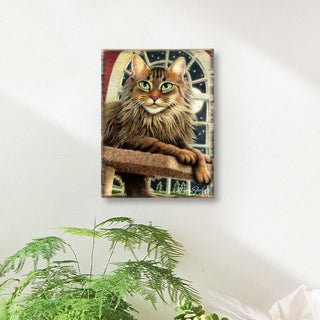 Cat at the Window Arch Wooden Wall Art by Laura Seeley - Pets Dog and Cats Decor - 8512114B