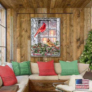 Winter House Birds Art Wooden Wall Art by D. Gelsinger - Nature Wildlife Decor - 95667B-DG