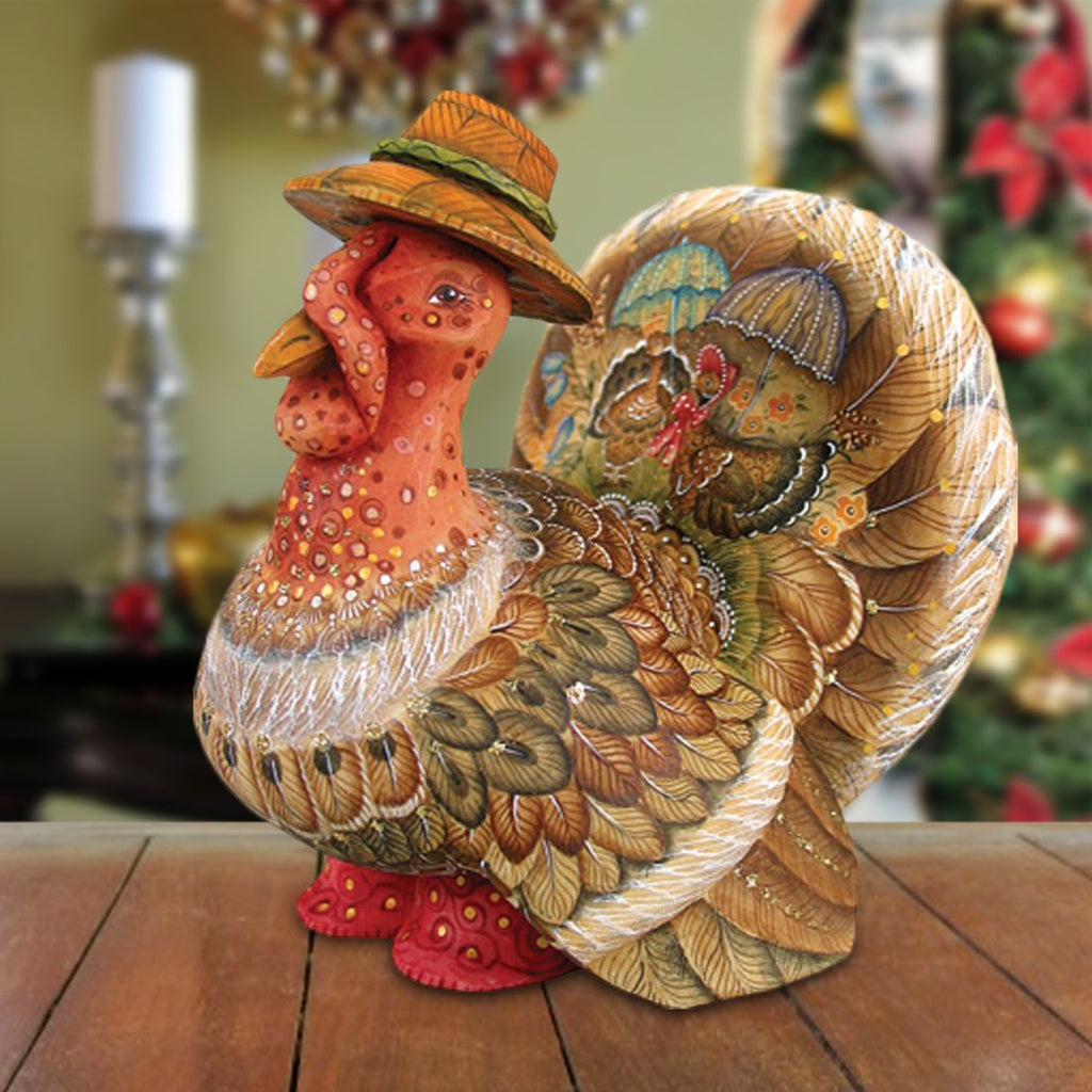 Tom the Turkey Handcrafted Figurine Limited Edition Reserve by G.DeBrekht Handpainted Collectible Figurine, Unique Decor Made in the USA