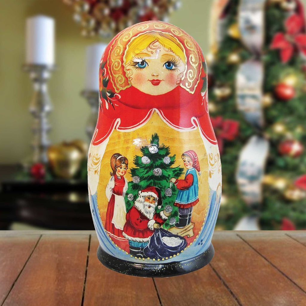 Christmas Night Matreshka Nesting Hand-Painted Dolls Set of 5 by G. DeBrekht - Christmas Decor - 130272