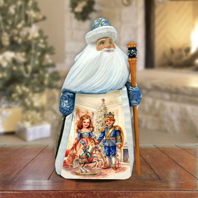 Clara and Nutcracker Prince Santa Hand-Painted WOODCARVED Figurine by G. DeBrekht - Christmas Santa Snowman Decor - 8209017