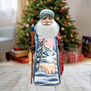 Polar Explorer Wilderness Santa Hand-Painted WOODCARVED Figurine by G. DeBrekht - Wildlife Holiday Decor - 821826