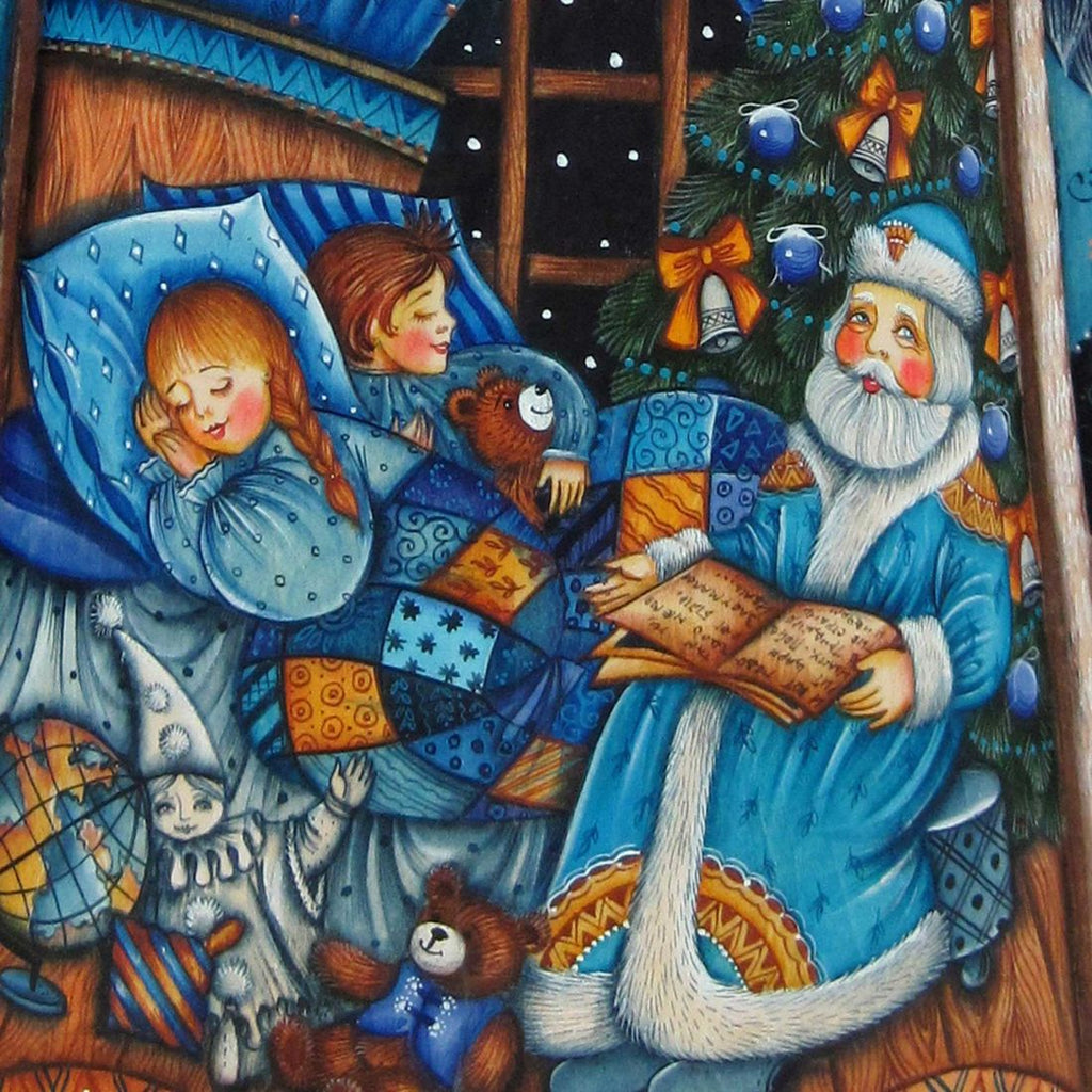 Christmas Eve Late Night Stories One-of-a-Kind Santa Hand-Painted WOODCARVED Masterpiece by G. DeBrekht - Christmas Decor - 215636