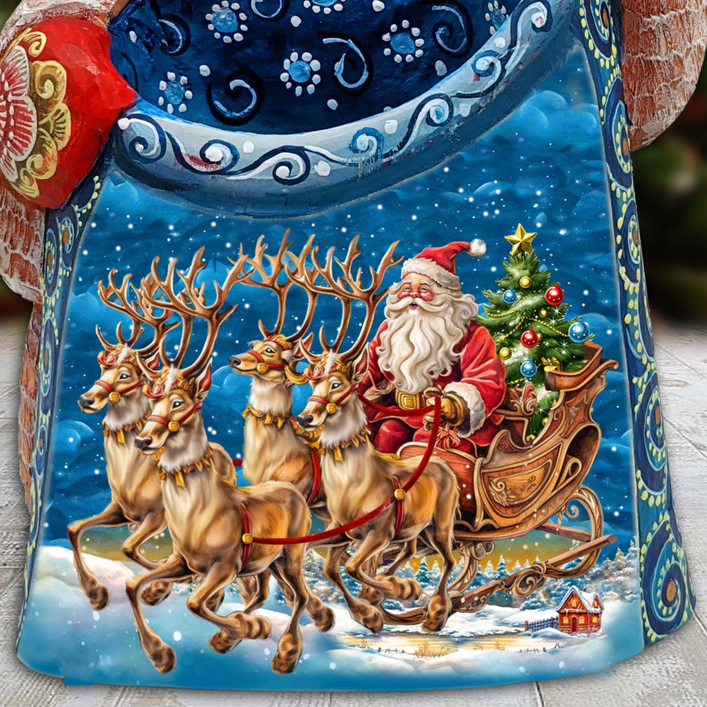 Santa's Sleigh Santa Hand-Painted WOODCARVED Masterpiece Figurine by G. DeBrekht - Christmas Decor - 8203020 *** PRE-ORDER - Handmade Just for You! ***