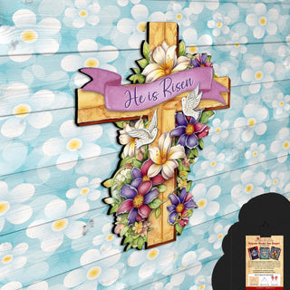 He is Risen Cross Holiday Door Decor by G. Debrekht - Easter Spring Decor - 8688162H