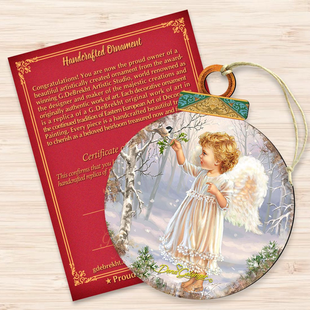 Woodland Angel Bird Wooden Ornaments by Gelsinger - Nativity Holiday Decor - 8021117-1427