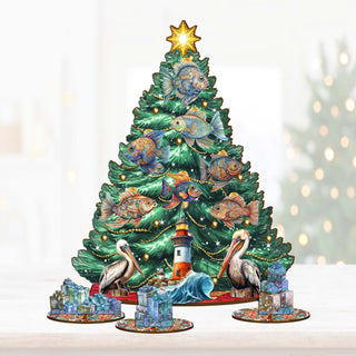 Coastal Christmas Tree Eco Wood Set by G.DeBrekht Christmas Decor - 8091514