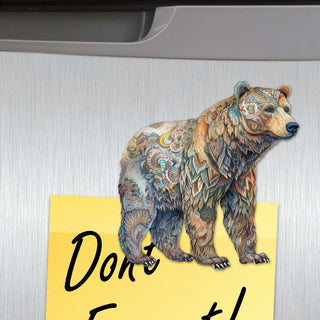 Bear Parade Decorative Eco Wood Magnets Set of 6 by G. Debrekht - Wildlife Decor - 8090106G-S6