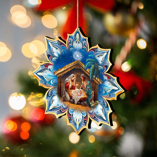 Holy Family Snowflake Wooden Ornaments by G. Debrekht - Nativity Holiday Decor - 8688439