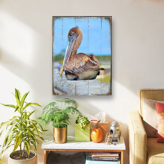 Spengler Pelican Wooden Coastal Wall Art by Nature Wonders - Coastal Sea-Life Decor - 95325B