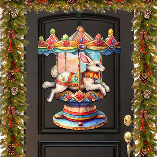 Carousel Bunny Holiday Door Decor by G. Debrekht - Christmas Decor - 8611026H